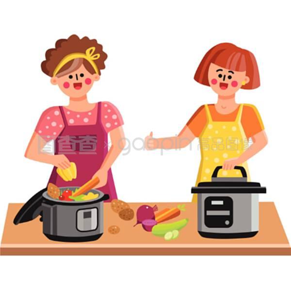厨房用高压炊具烹饪妇女